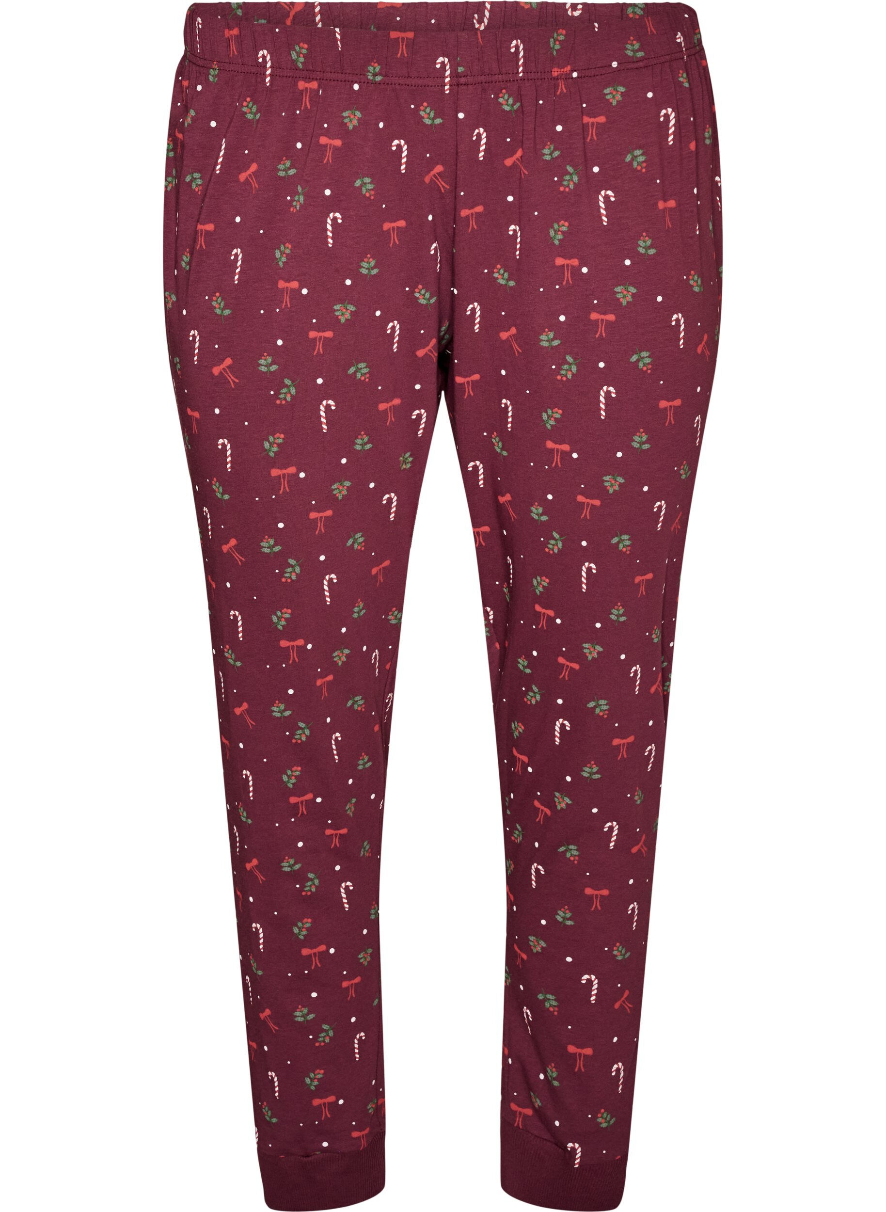 ZizziBedrukte pyjamabroek, Donker Bordeaux, Packshot image number 0