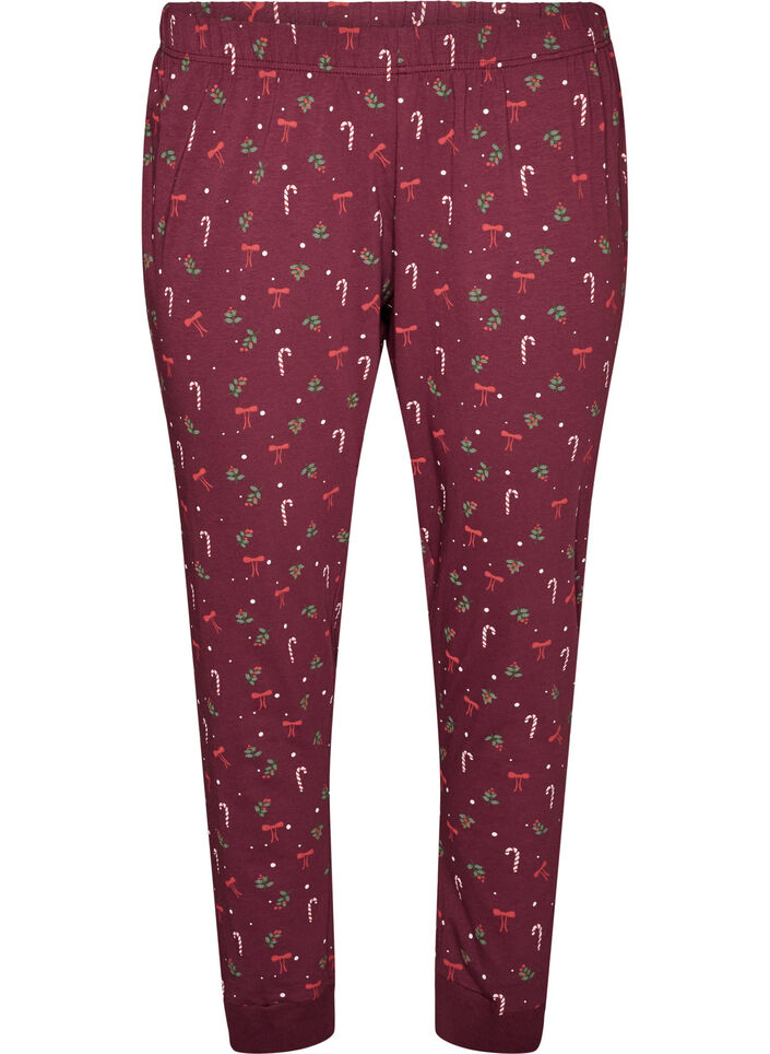 Bedrukte pyjamabroek, Donker Bordeaux, Packshot image number 0