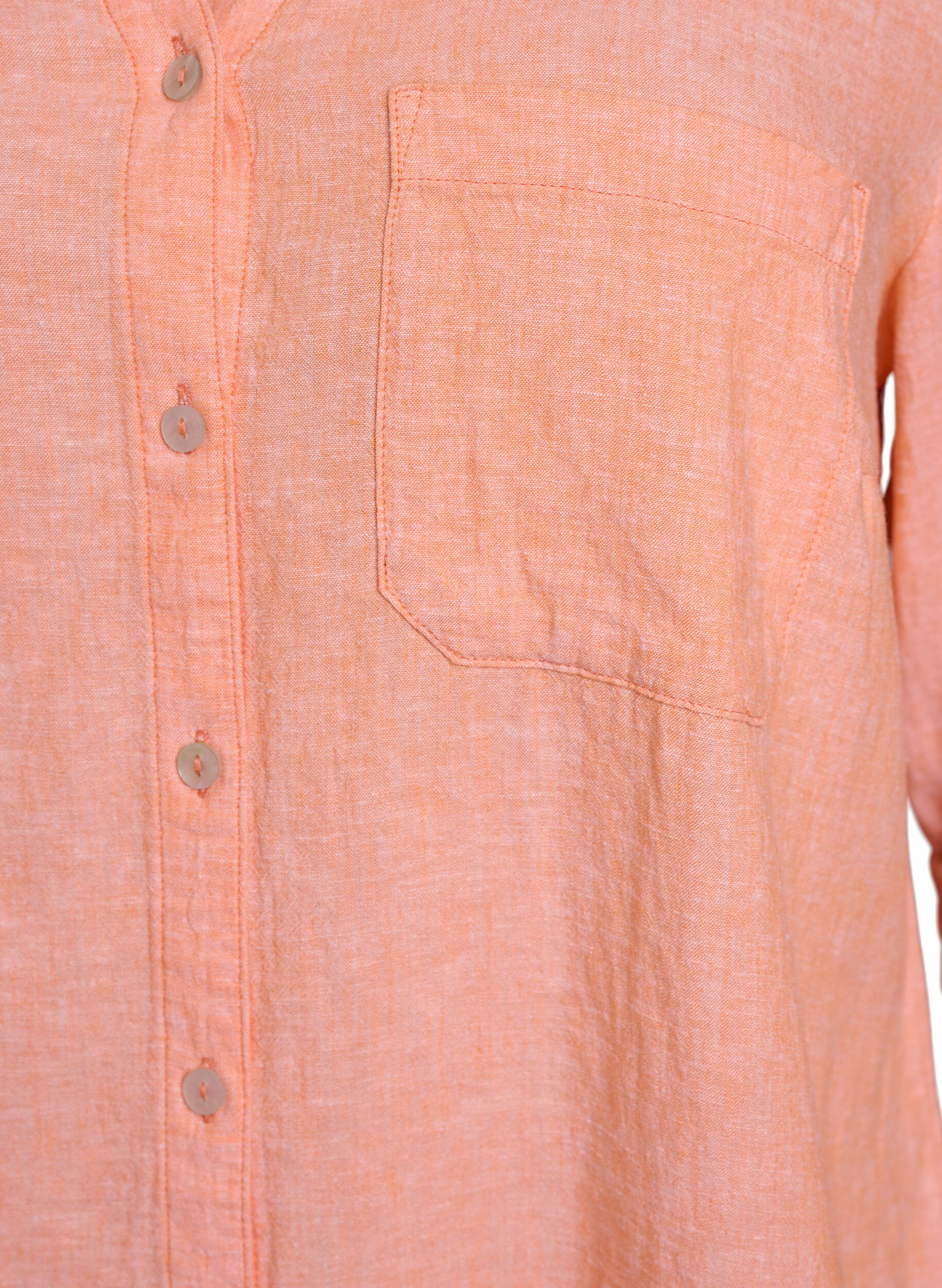 Zizzi Linnen en viscose shirt met 3/4 mouwen, Oranje, Packshot image number 2