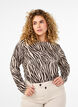 Blouse met lange mouwen en zebraprint, Bruin, Model image number 0