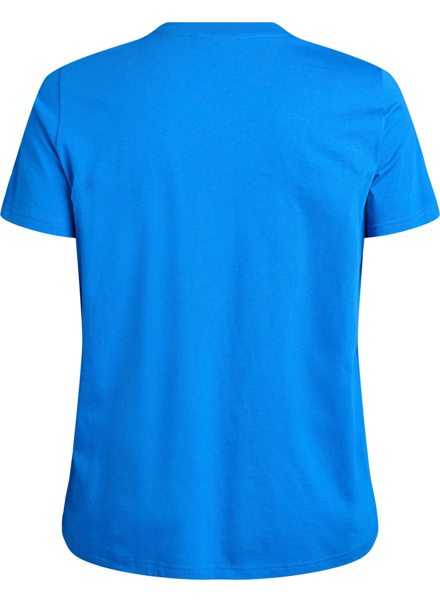 Zizzi Basic katoenen T-shirt met ronde hals, Blauw, Packshot image number 1