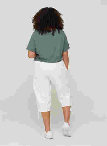 Losse cropped broek van katoen, Bright White, Model image number 1