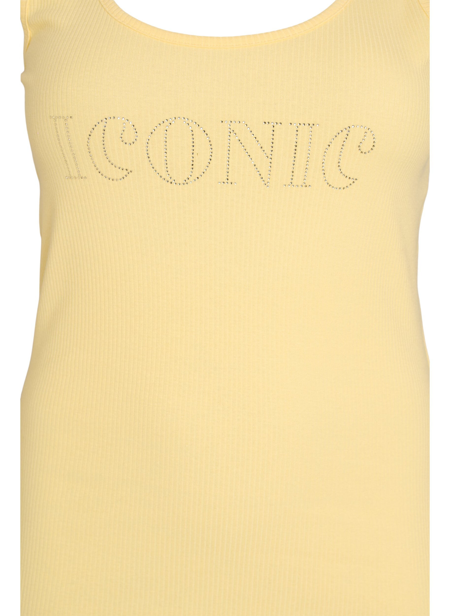 Zizzi Tanktop met strass steentjes en slanke pasvorm, Geel, Packshot image number 2