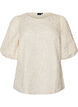 Jacquard blouse met pofmouwen en A-lijnvorm, Vanille, Packshot image number 0