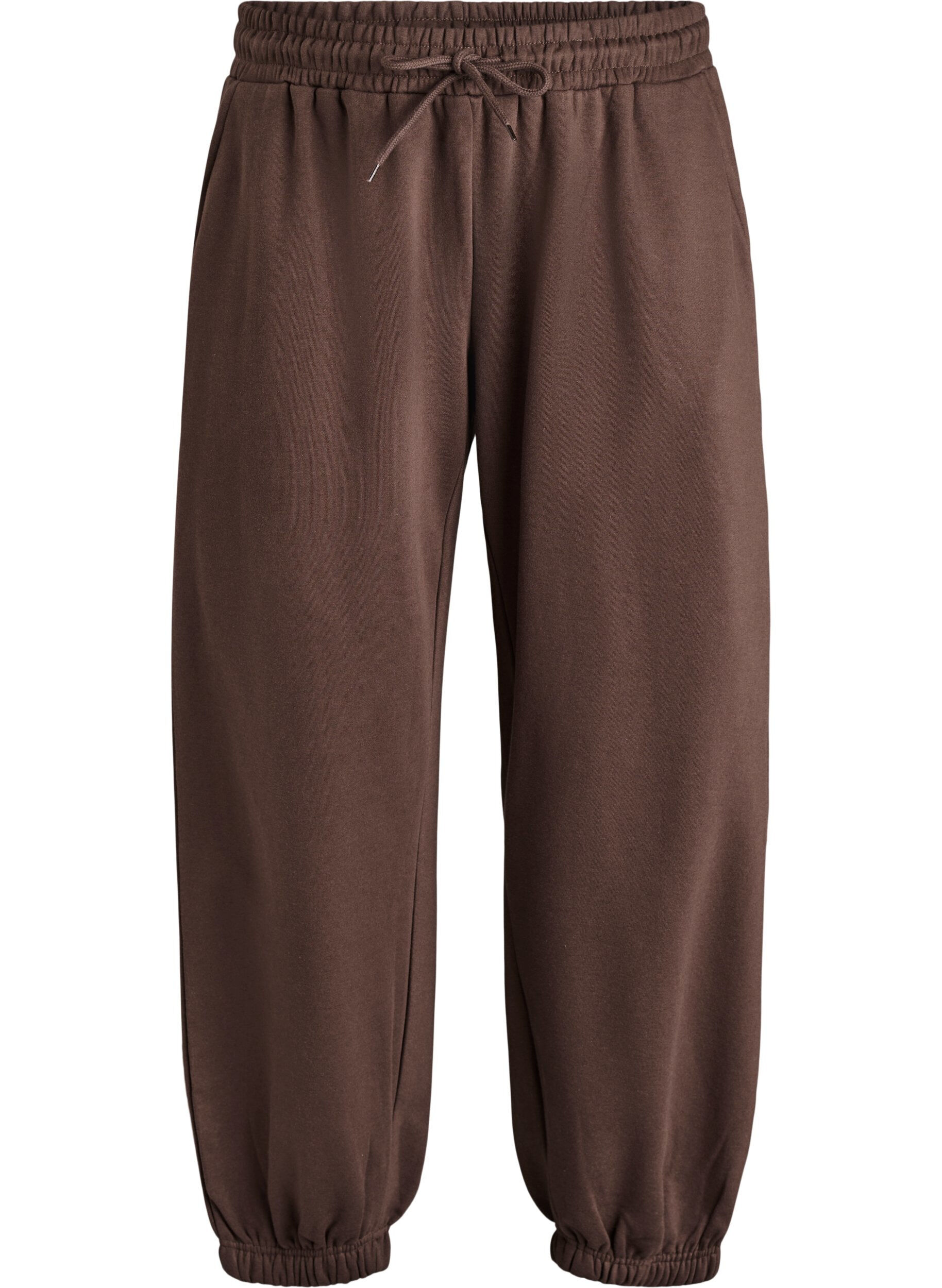 ZizziHigh-waist joggingbroek met zakken, Bruin, Packshot image number 0