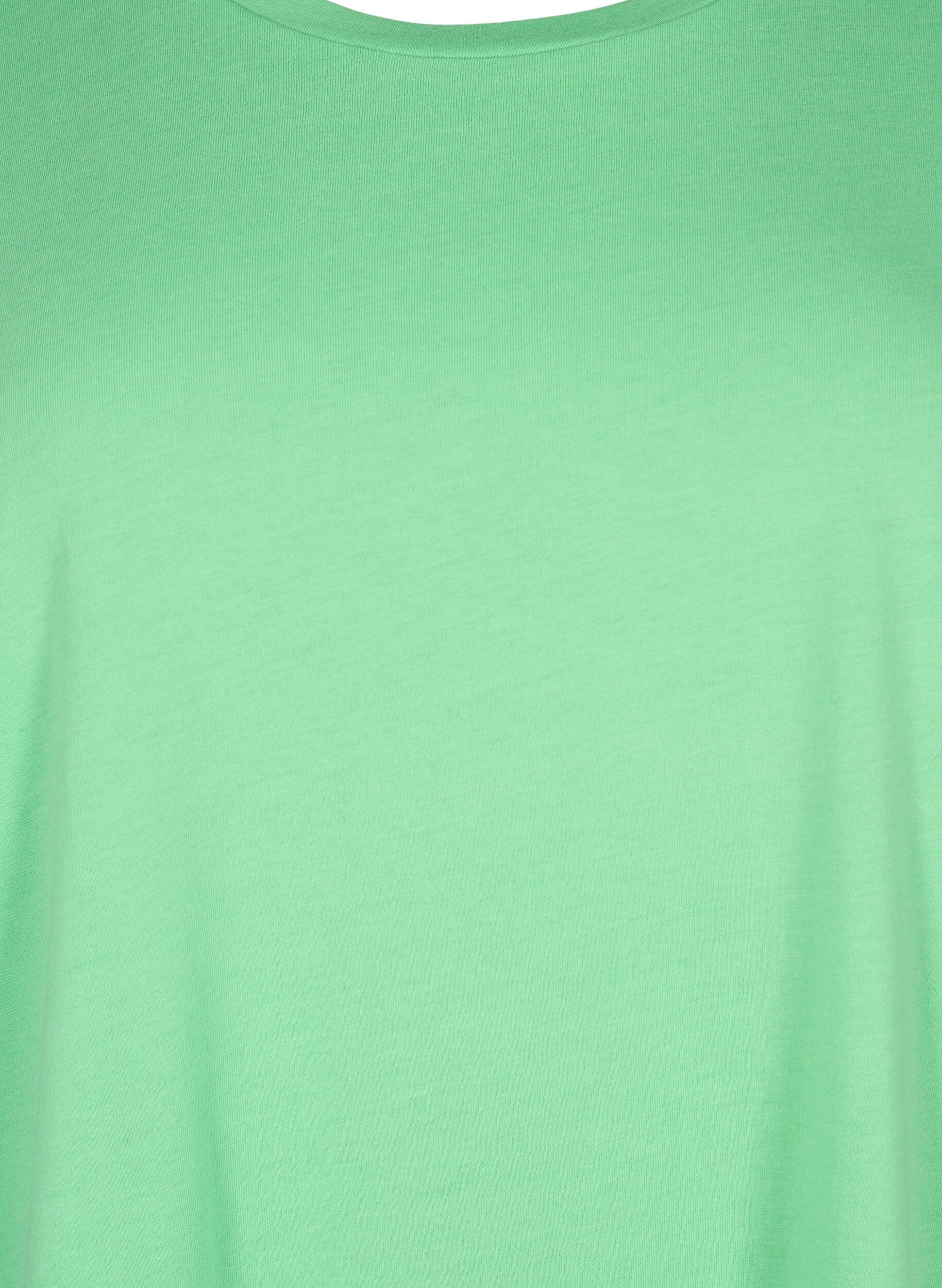 ZizziT-shirt met korte mouwen van katoenmix, Groen, Packshot image number 2