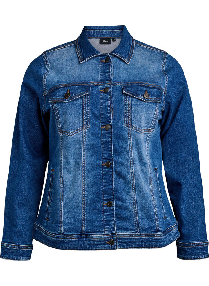 Denimjack met een klassieke snit, Blauw, Packshot image number 0