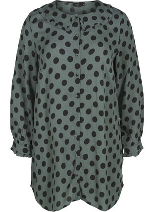 Lange viscose blouse met stippen, Thyme Dot, Packshot image number 0