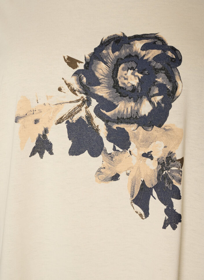 T-shirt met decoratieve print aan de voorkant, Vanille, Packshot image number 2
