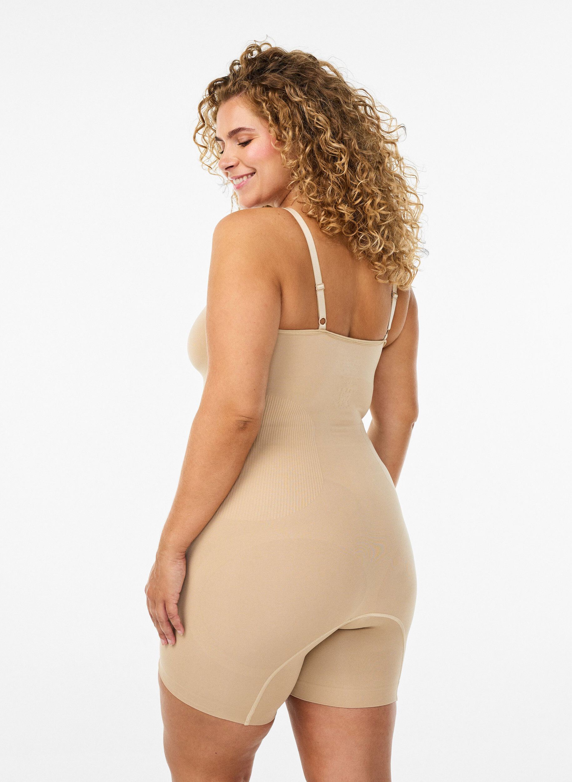 Zizzi Shapewear body met opening aan de onderkant, Beige, Model image number 1