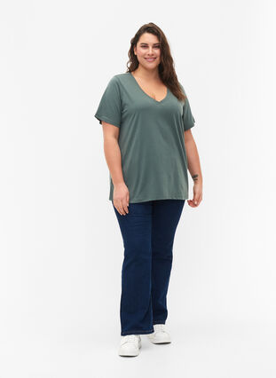 FLASH - T-shirt met v-hals, Balsam Green, Model image number 2