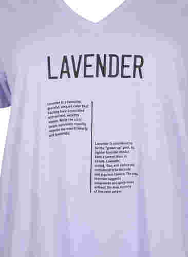 Katoenen t-shirt met v-hals en tekstopdruk, Lavender w. Text, Packshot image number 2