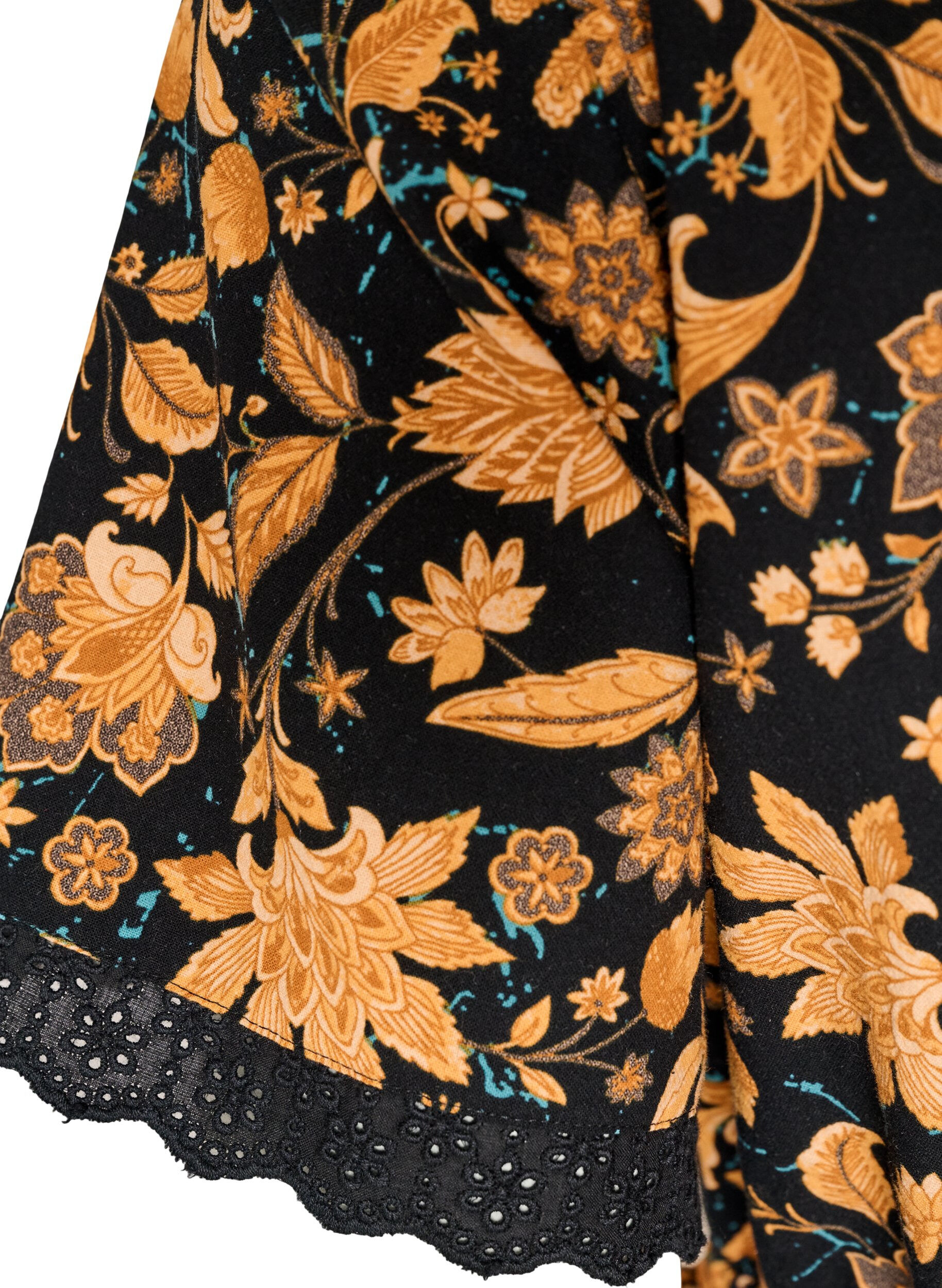 ZizziKatoenen blouse met bloemenprint en striksluiting, Oranje, Packshot image number 4