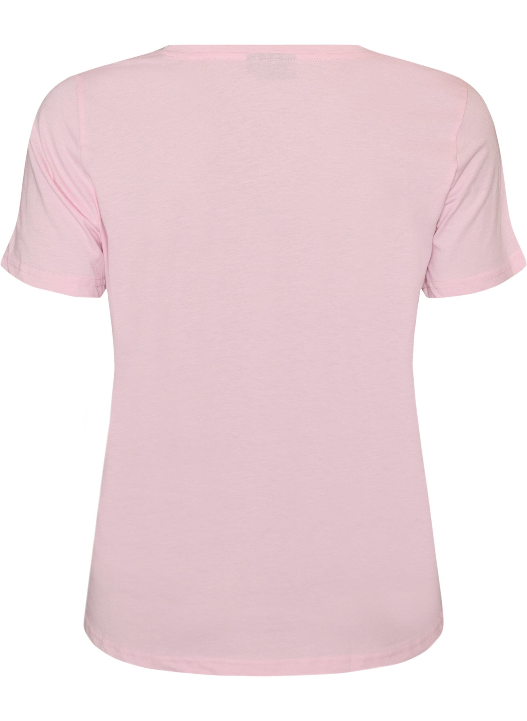 Zizzi T-shirt met korte mouwen en V-hals, Roze, Packshot image number 1