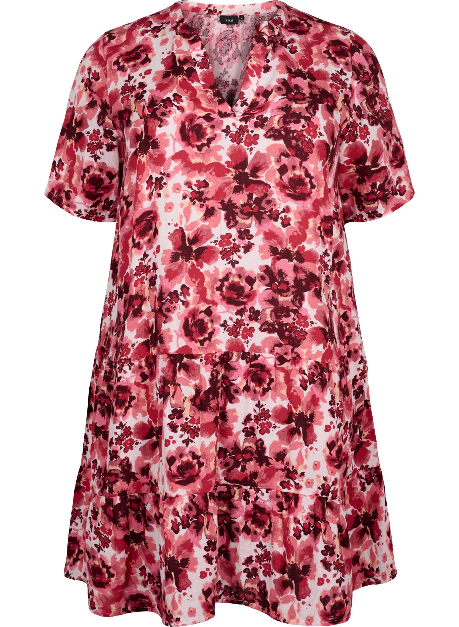 Zizzi Katoenen jurk met bloemenprint, Pink AOP Flower, Packshot image number 0