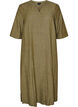 Midi-jurk in linnen en viscose met 1/2 mouwen, Groen, Packshot image number 0