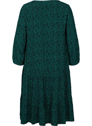 Midi-jurk met print in 100% viscose, Black Green AOP, Packshot image number 1