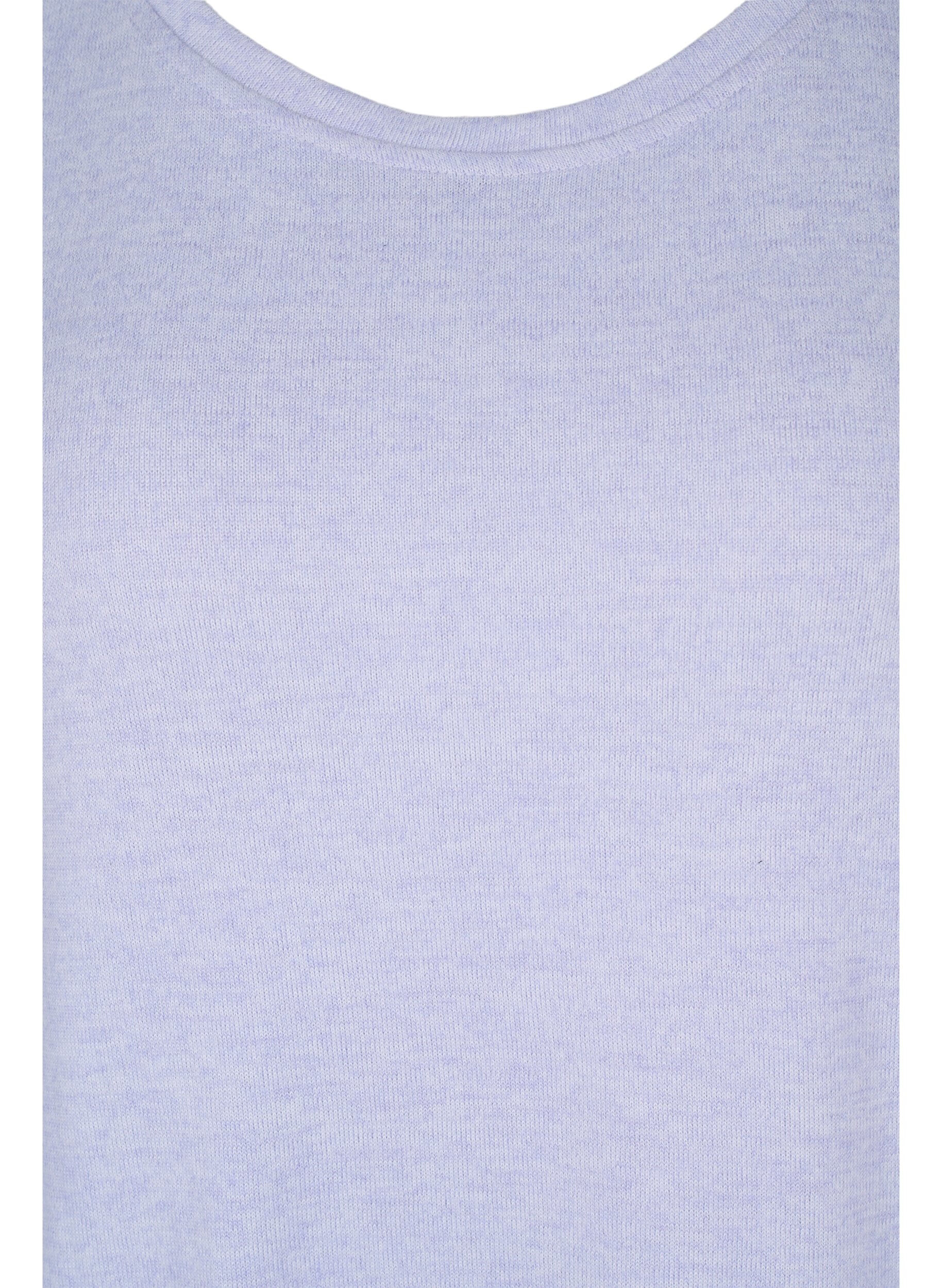 Zizzi Gebreide top met knoopjes, Cosmic Sky Melange, Packshot image number 2