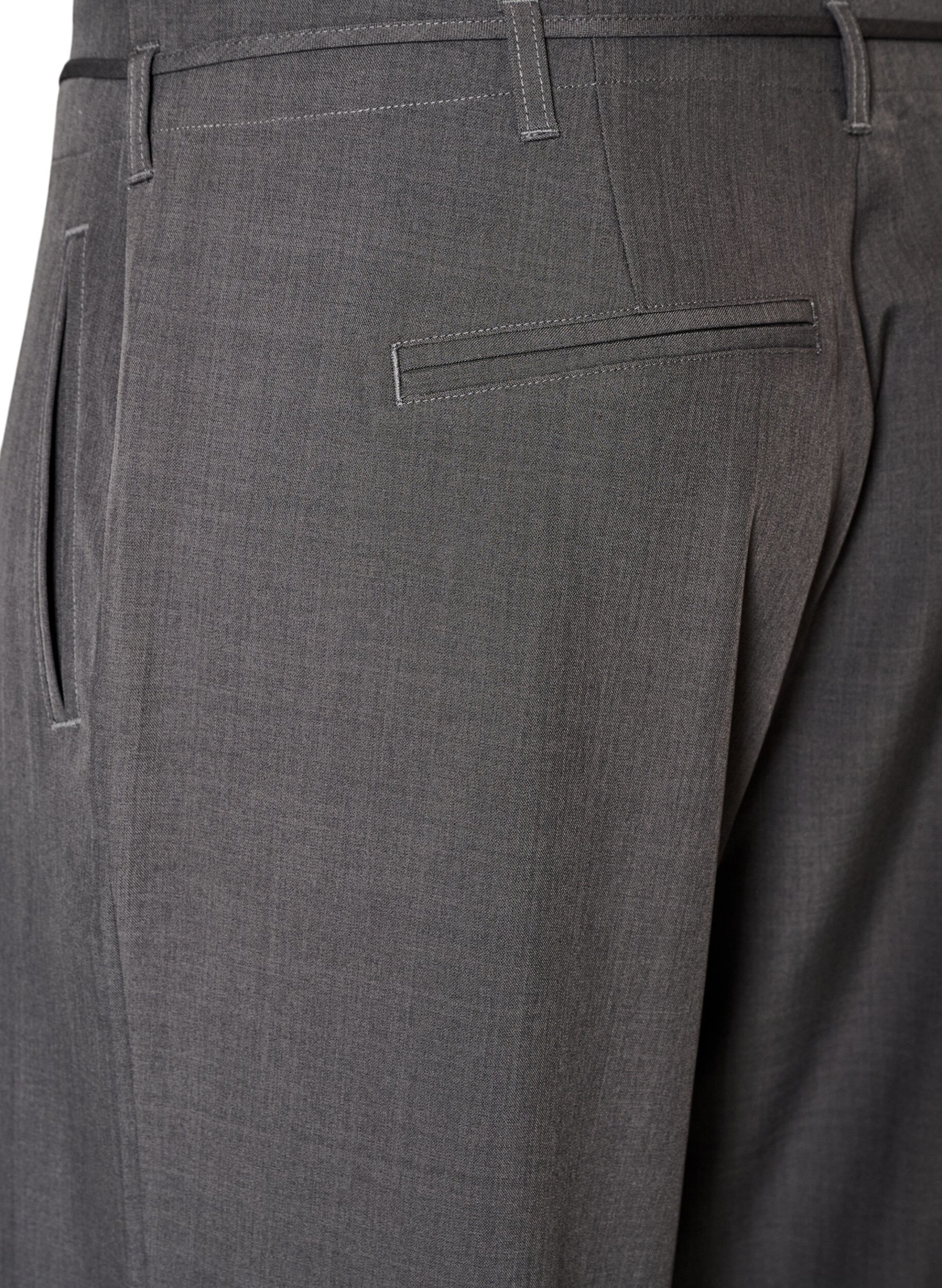 ZizziOp maat gemaakte broek met plooien en een strikceintuur, Grijs, Packshot image number 3