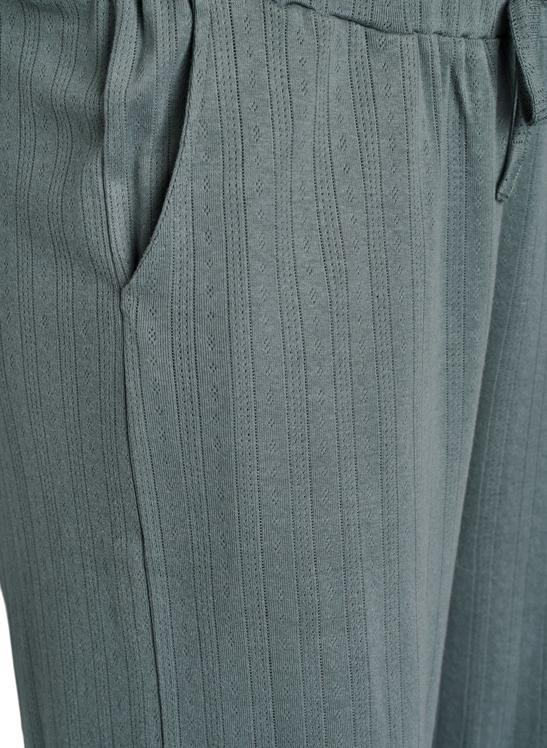 Zizzi Katoenen nachtb broek, Groen, Packshot image number 2