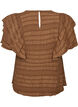 Blouse met smockstructuur en ruchesmouwen, Bruin, Packshot image number 1