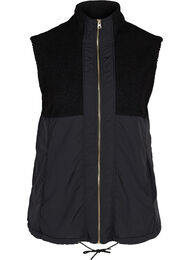 Kort vest met teddy en rits, Black