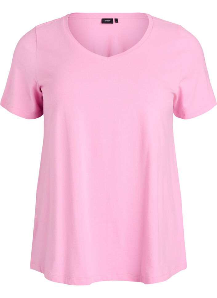 Effen basis T-shirt van katoen, Roze, Packshot image number 0