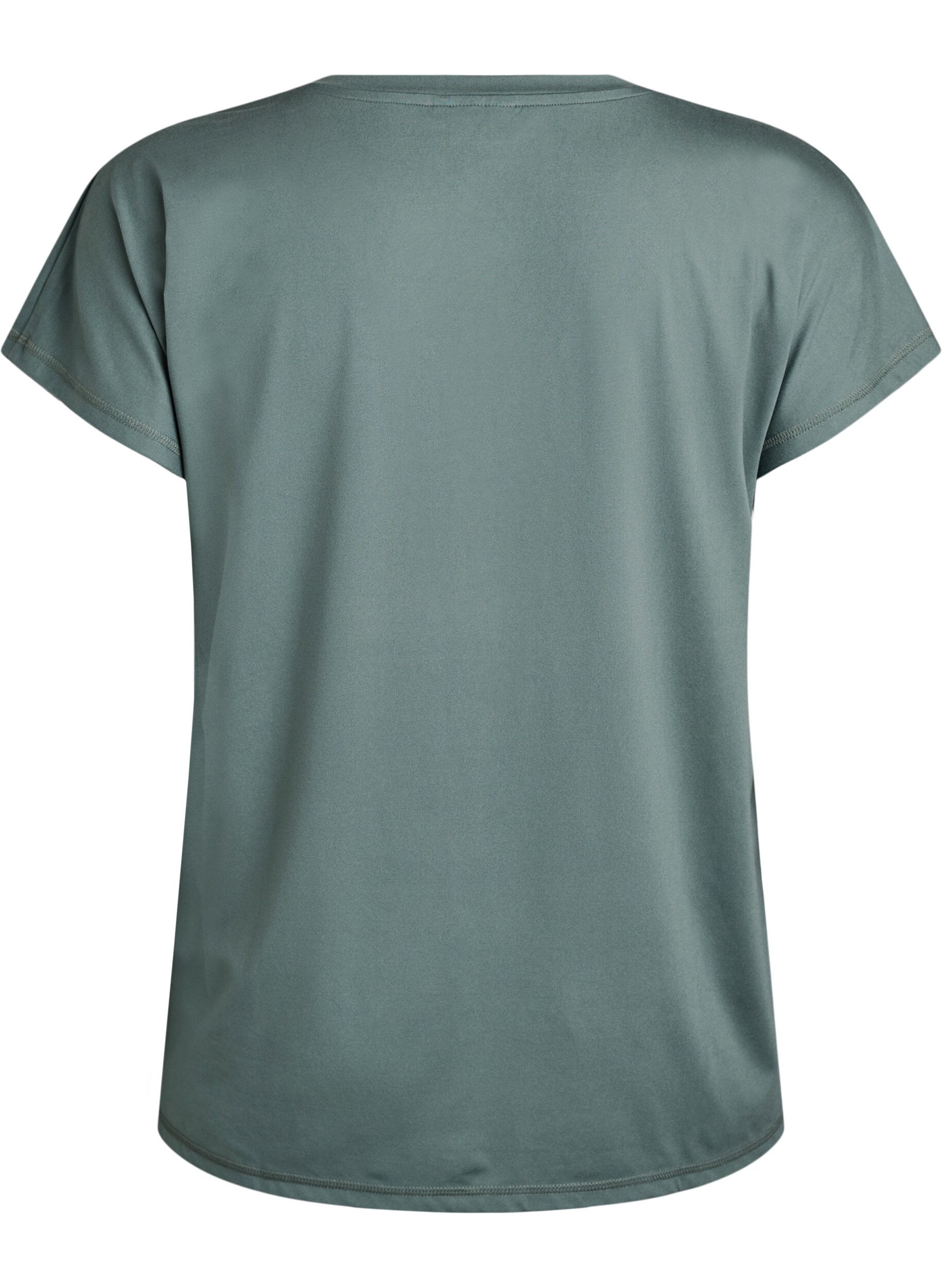 Zizzi Losvallend sport T-shirt met V-hals, Groen, Packshot image number 1
