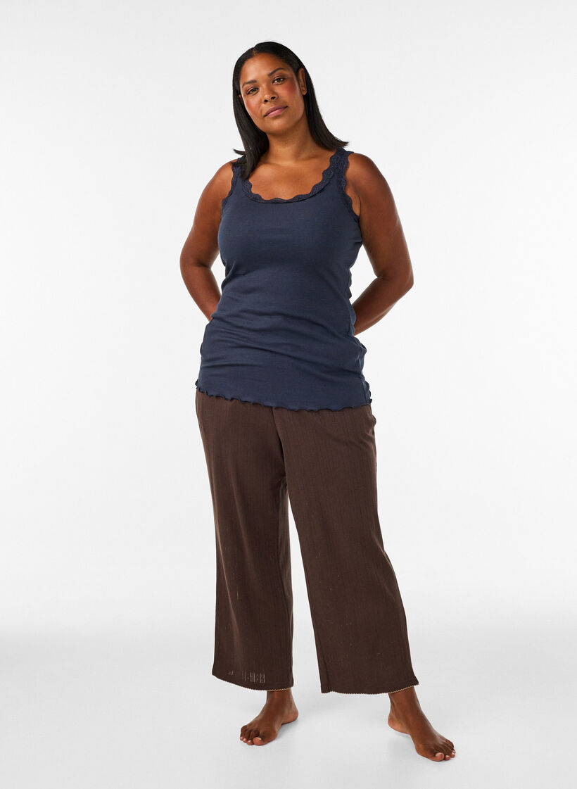 Top met kant, Blauw, Model image number 1