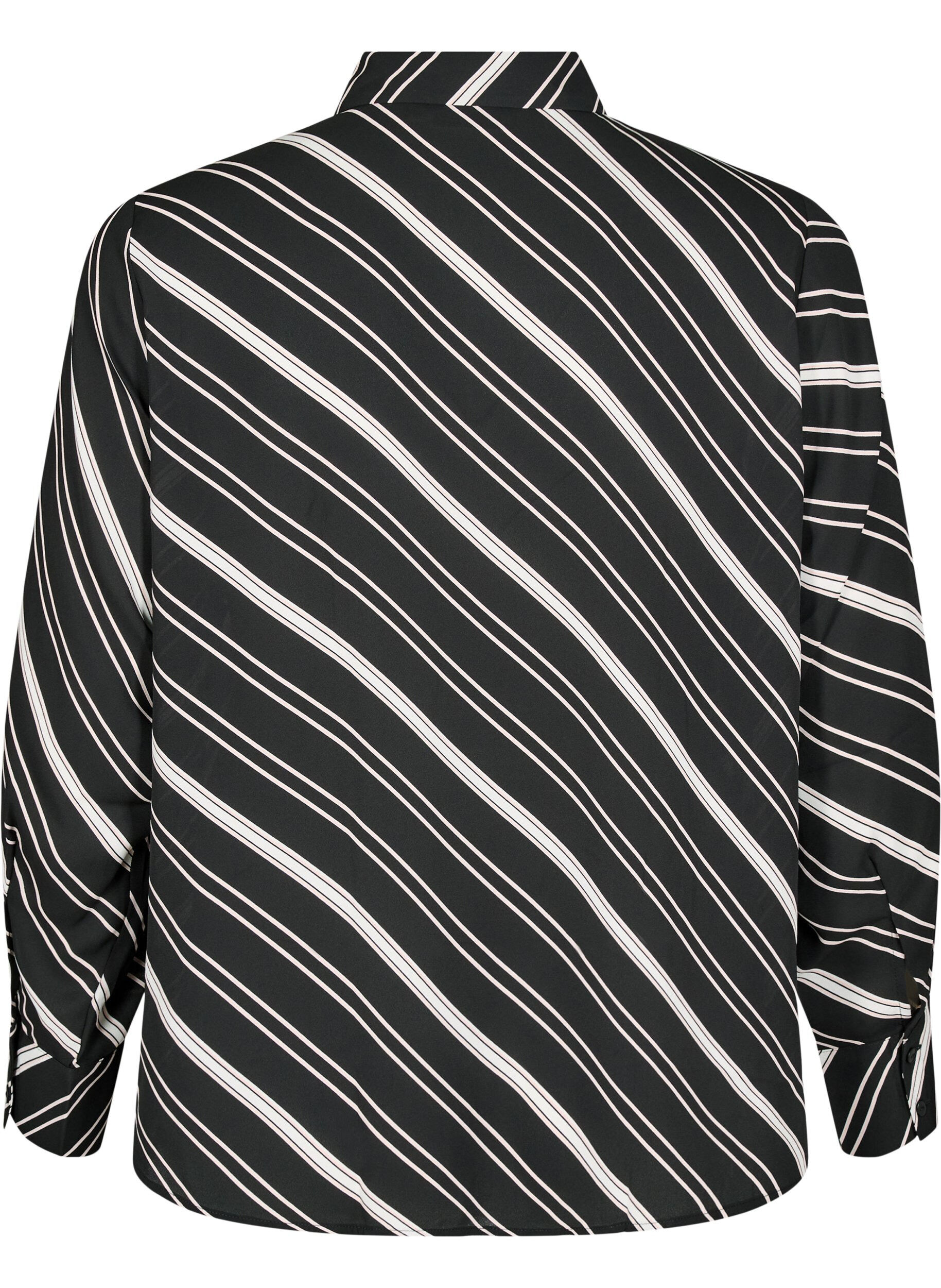 Zizzi Gestreepte shirt met lange mouwen, Black Stripe, Packshot image number 1