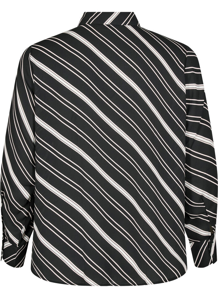 Gestreepte shirt met lange mouwen, Black Stripe, Packshot image number 1