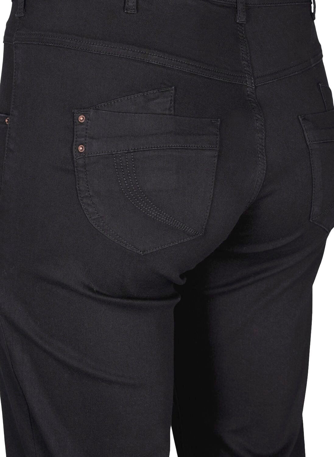 Zizzi Regular fit Gemma jeans met hoge taille, Zwart, Packshot image number 3