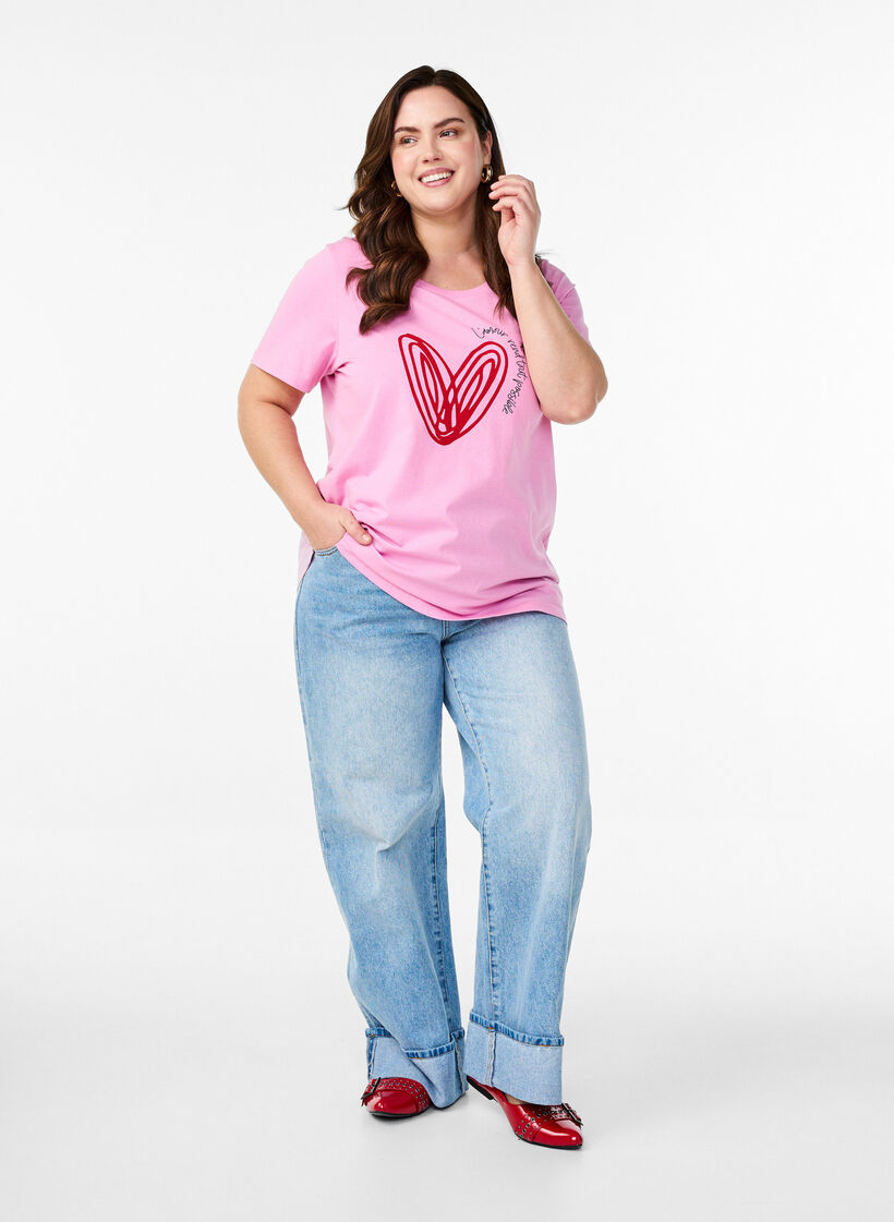 Katoenen T-shirt met motief, Begonia P. w. Heart, Model image number 2