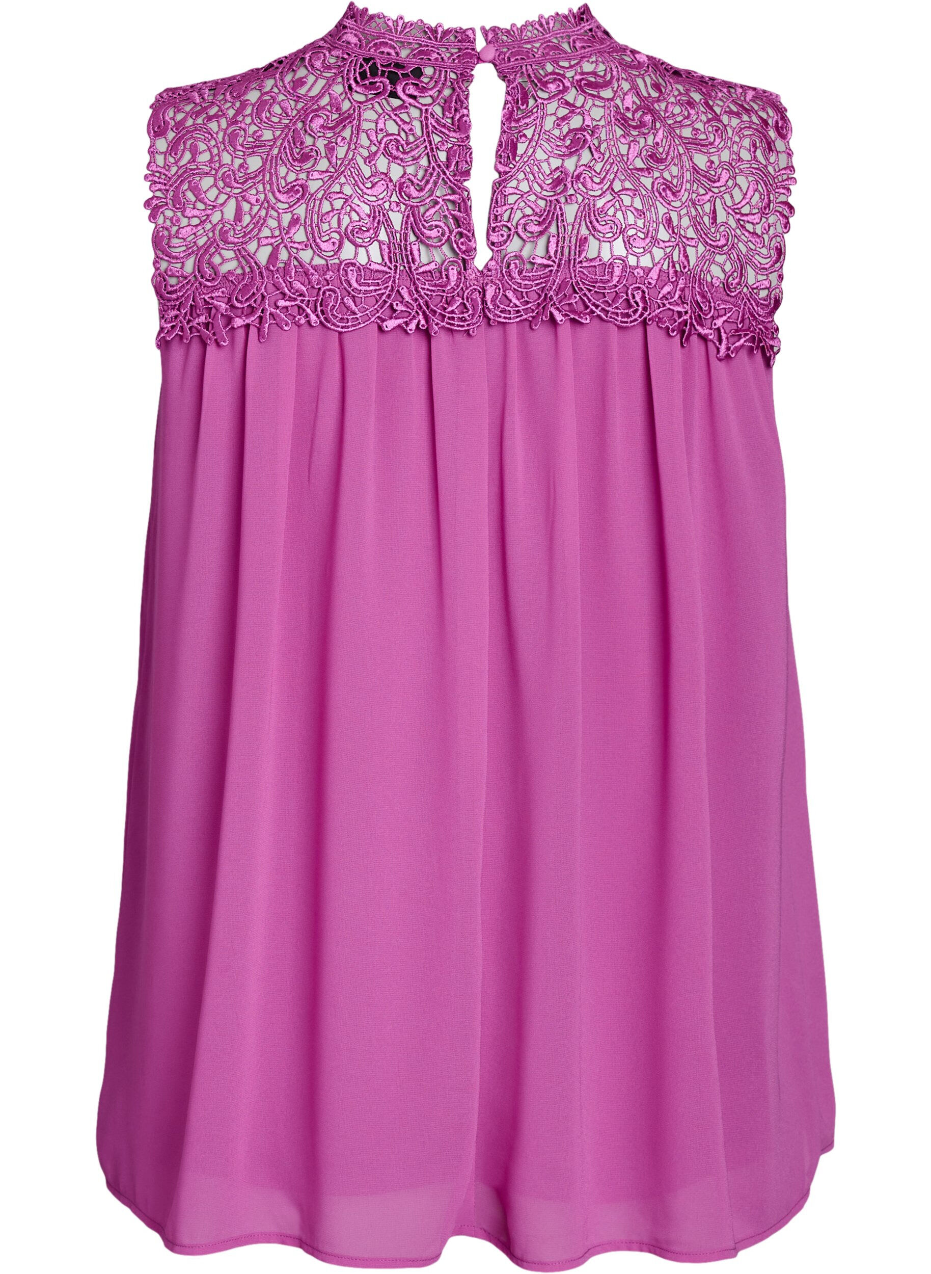 Zizzi Mouwloos feesttopje met haakwerk, Paars, Packshot image number 1