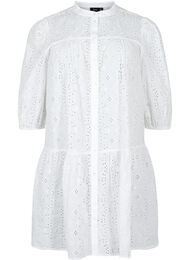 Overhemdjurk van katoen met broderie anglaise, Bright White