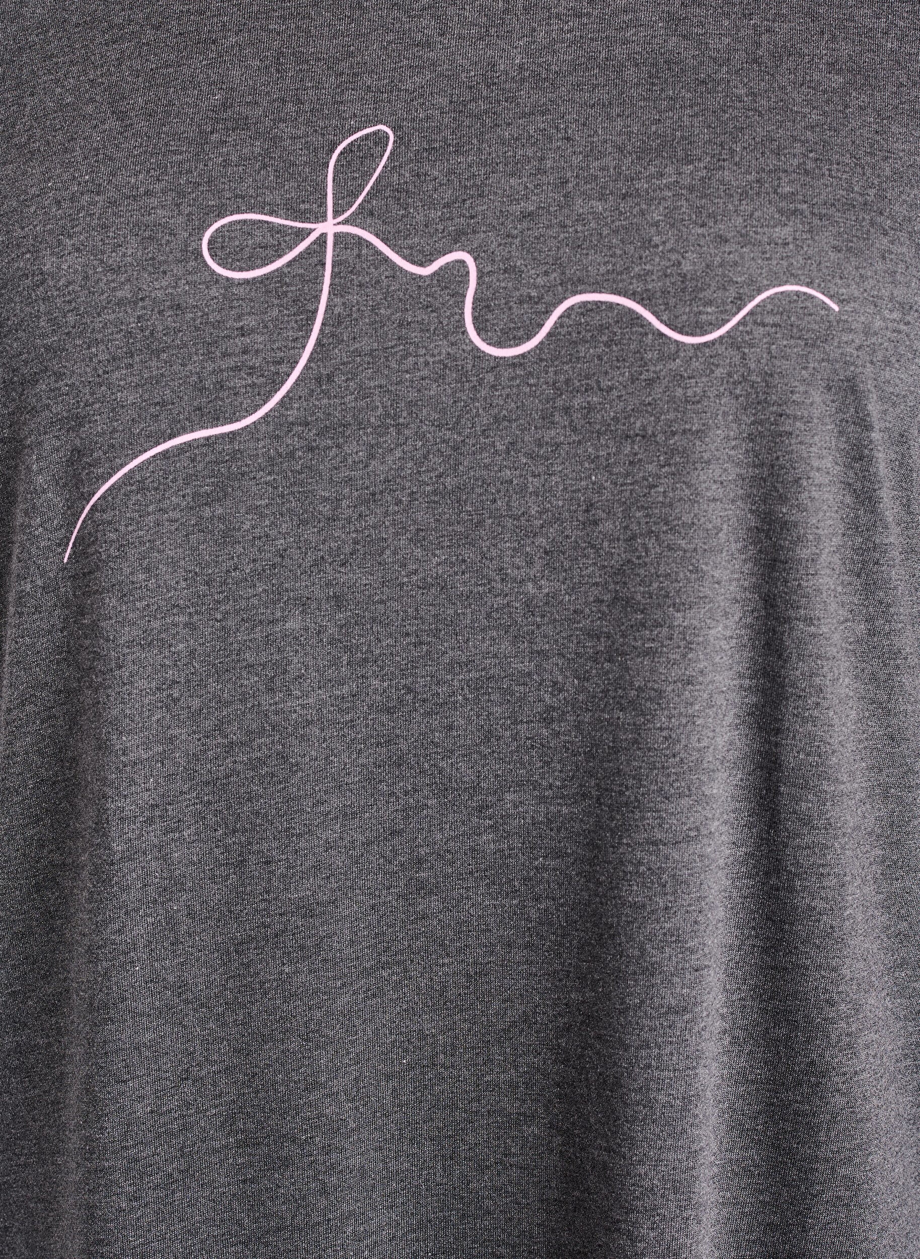 Zizzi Nachthemd met korte mouwen en tekstprint, Zwart, Packshot image number 2