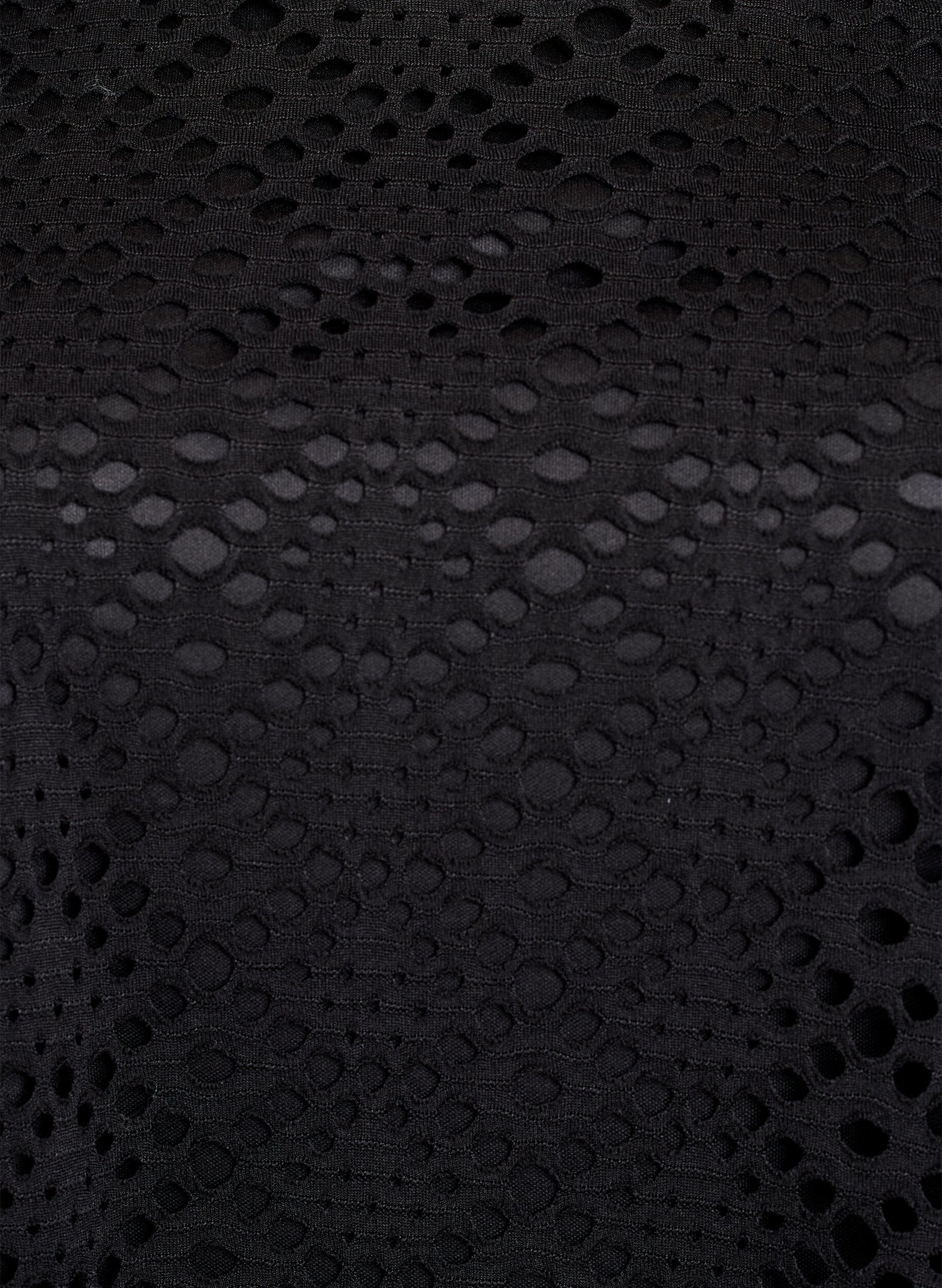 Zizzi Knie-lange jurk met oogjespatroon en korte mouwen, Zwart, Packshot image number 2