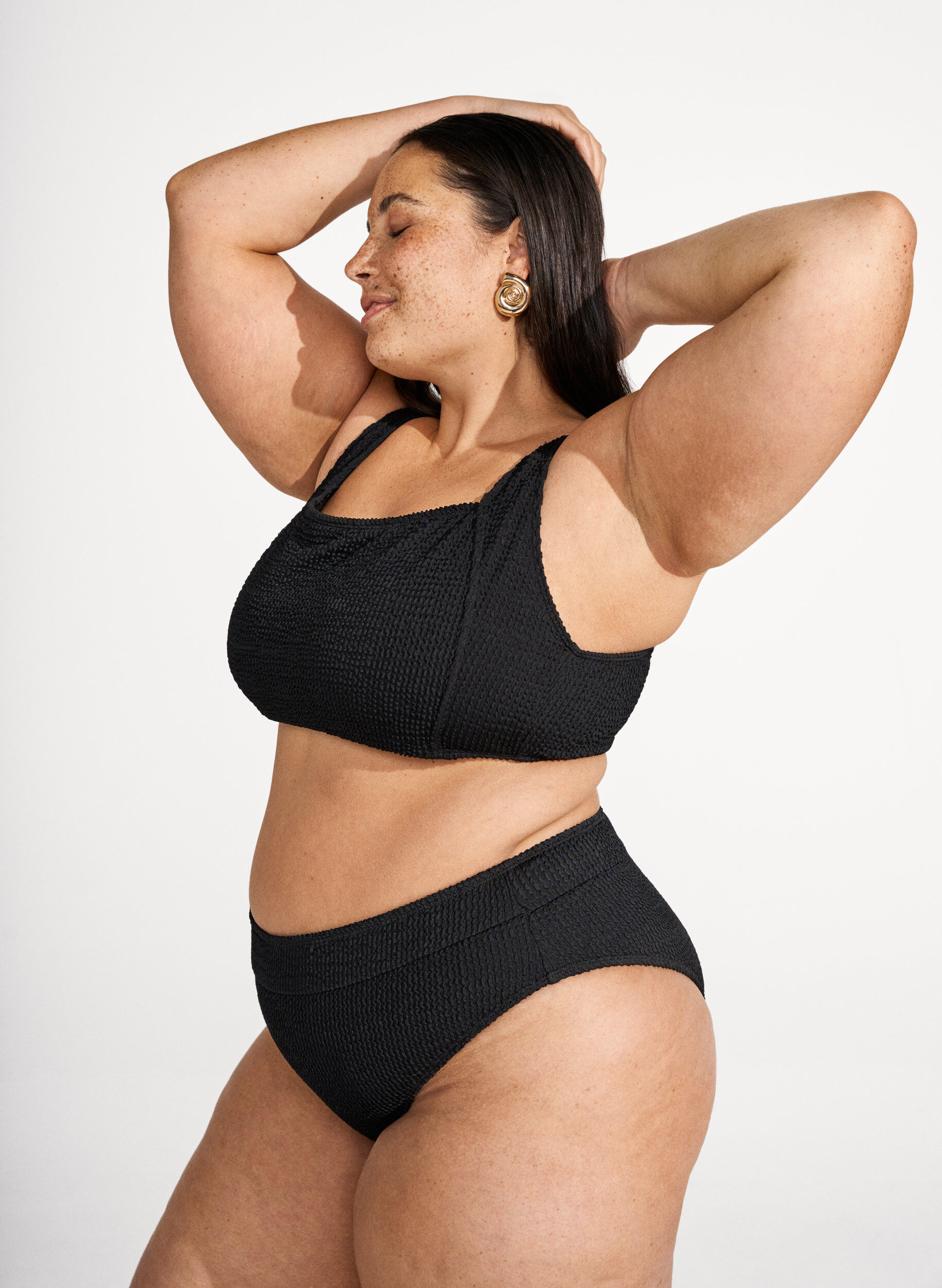 Zizzi Crepe bikini top met verstelbare bandjes, Zwart, Image image number 0