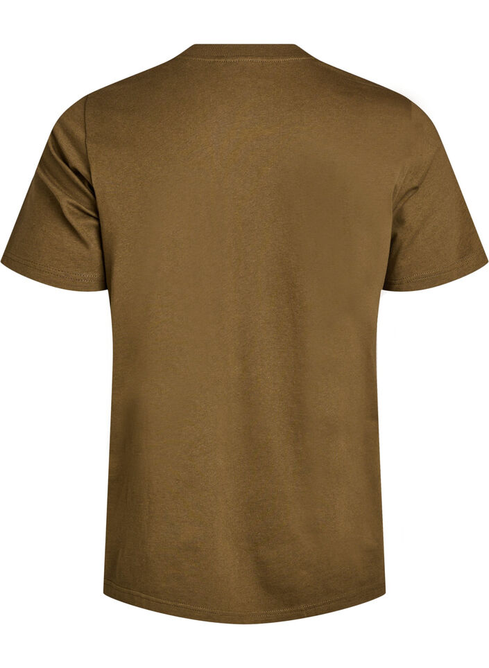 Basic katoenen T-shirt met ronde hals, Groen, Packshot image number 1