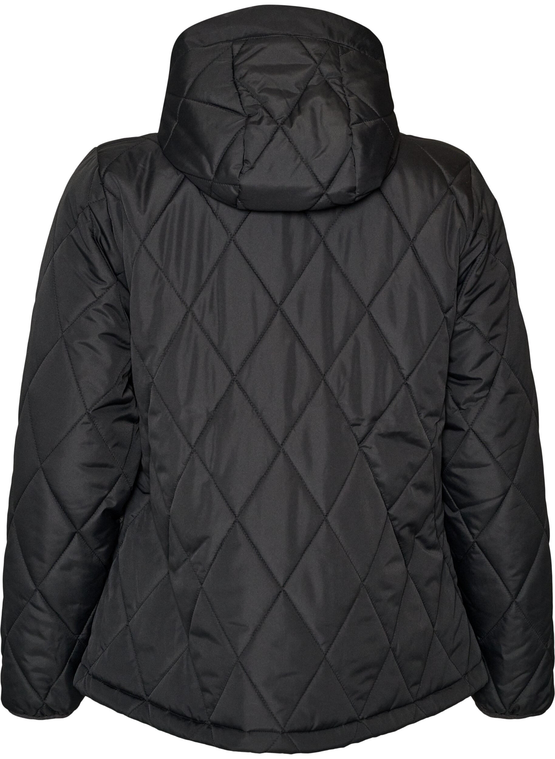 ZizziLicht gewatteerd jack met diamant-quilt, Zwart, Packshot image number 1