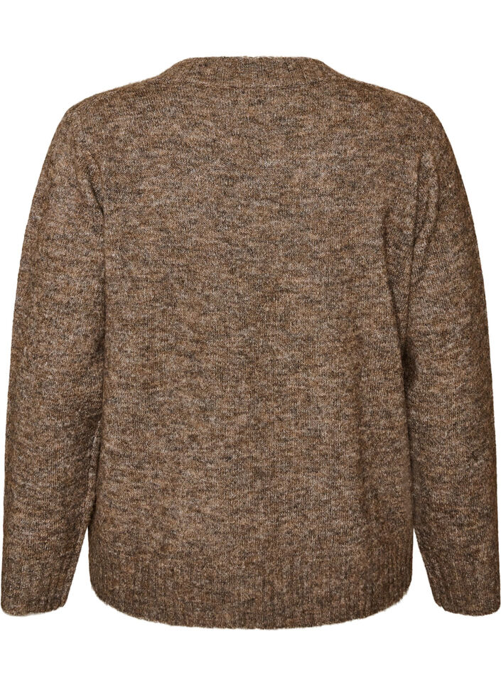 Jumper met V-hals, Bruin, Packshot image number 1