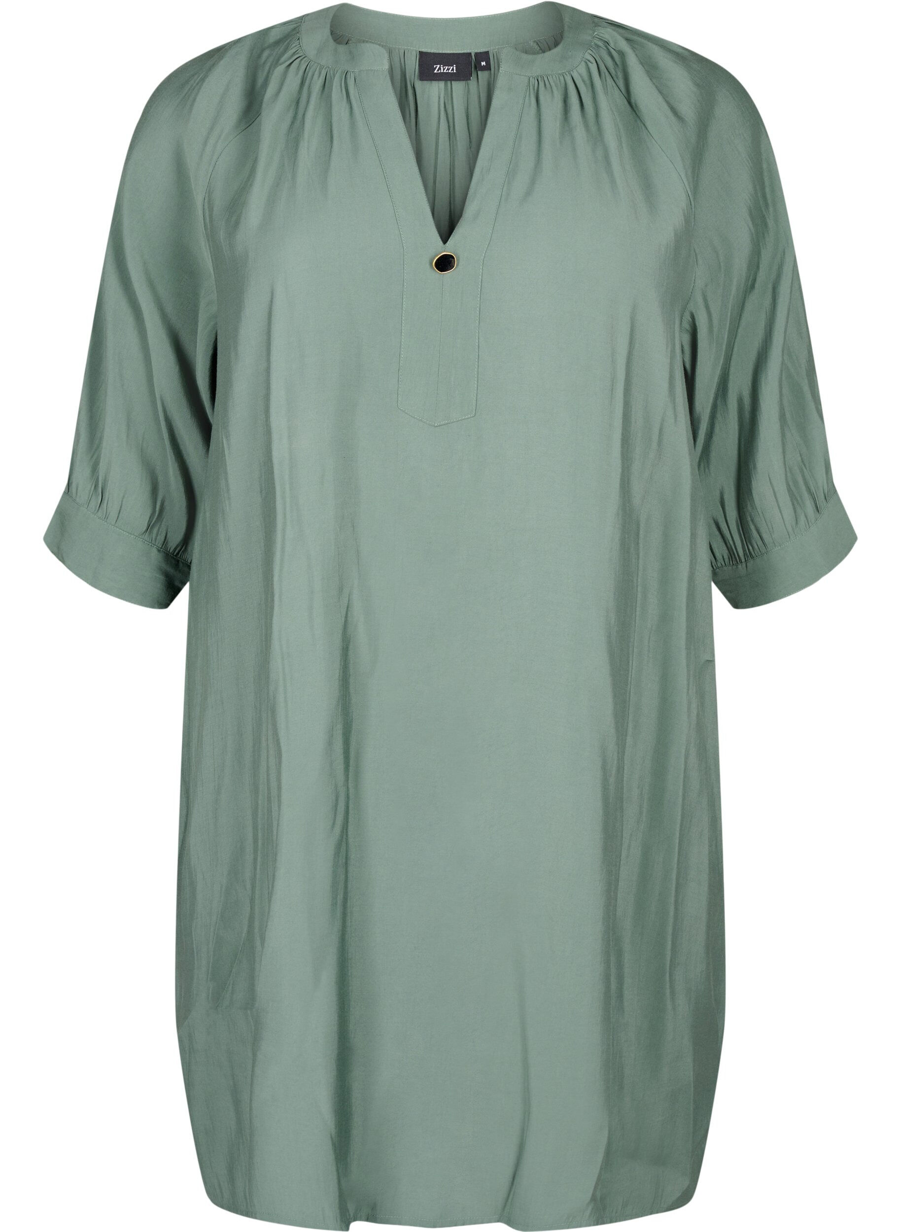Zizzi Visico- tuniek met 3/4 mouw, Duck Green, Packshot image number 0