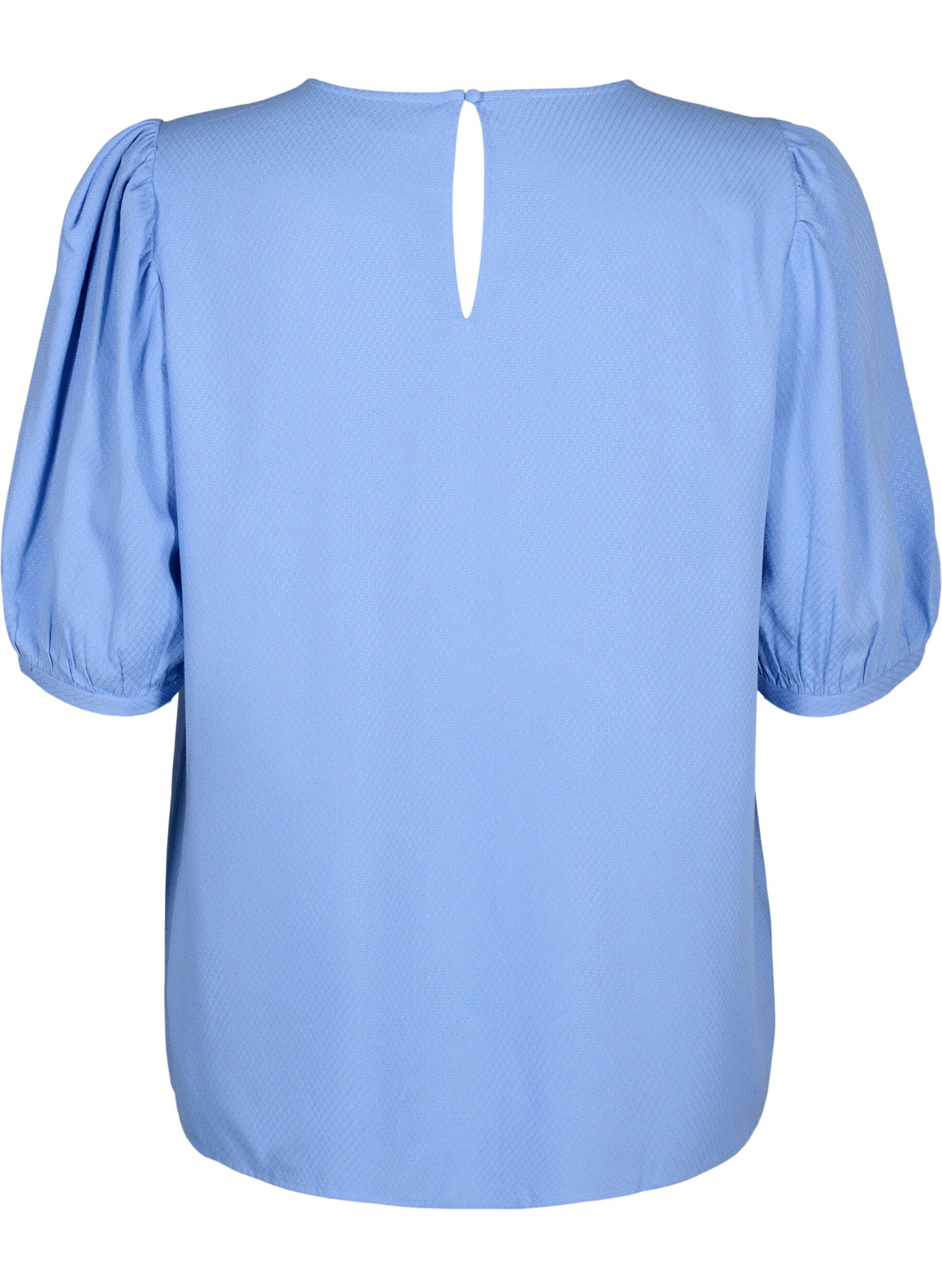 Zizzi Blouse van viscose met halflange mouwen, Cornflower Blue, Packshot image number 1