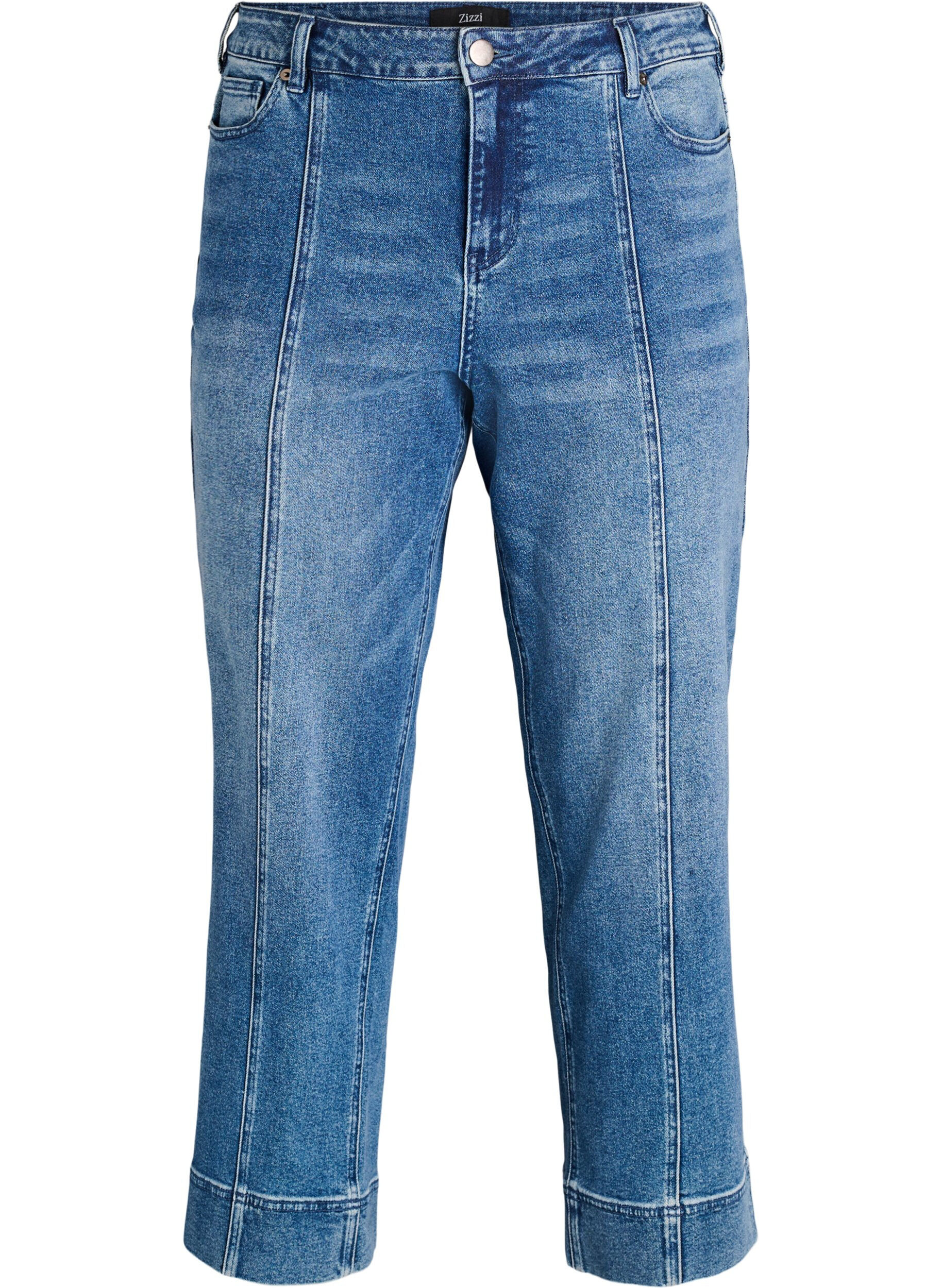 Straight-fit jeans met opvallende stiksels