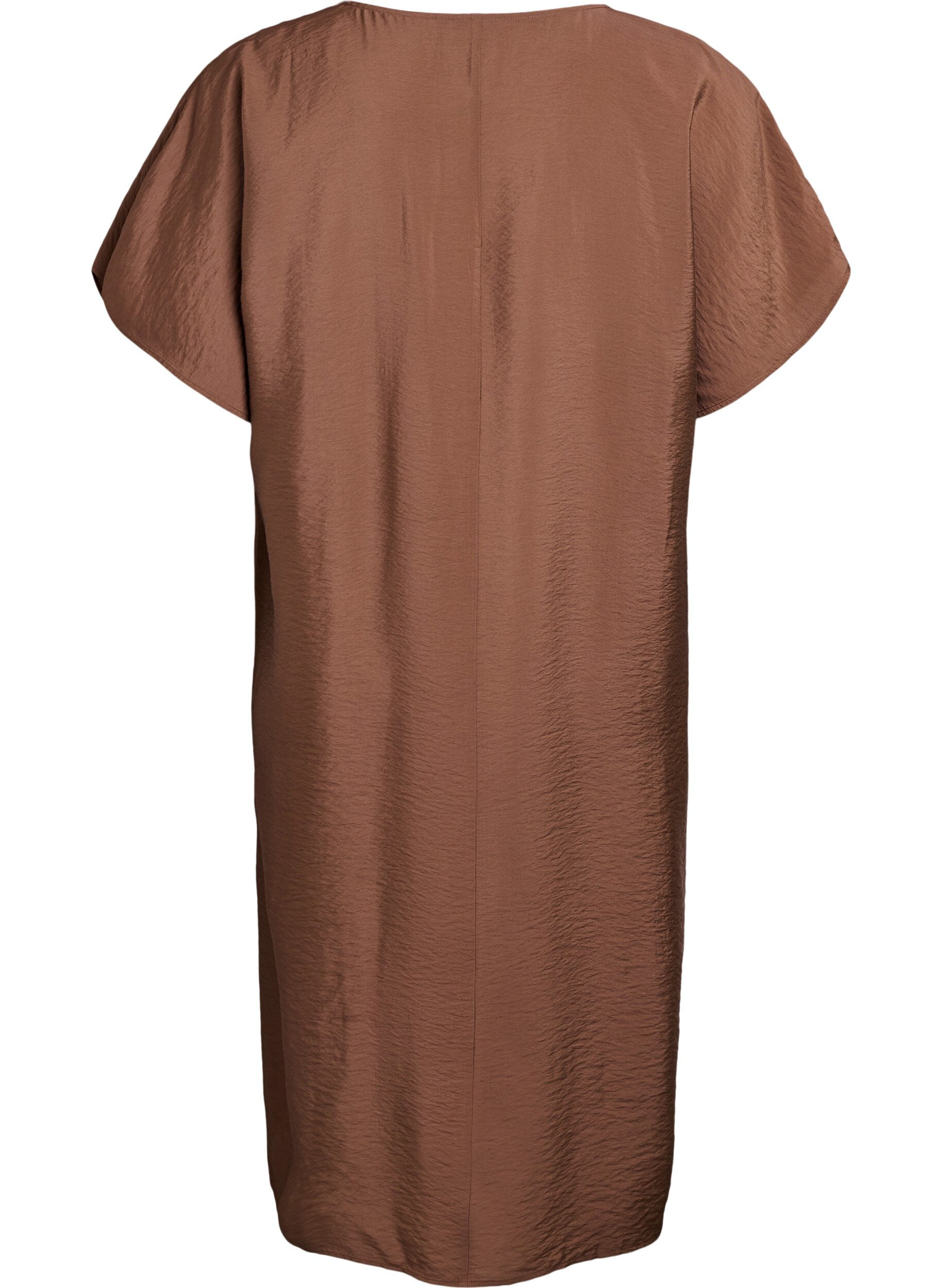 ZizziJurk met V-hals van viscose, Bruin, Packshot image number 1