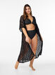Strand kimono met strikceintuur, Zwart, Model image number 0