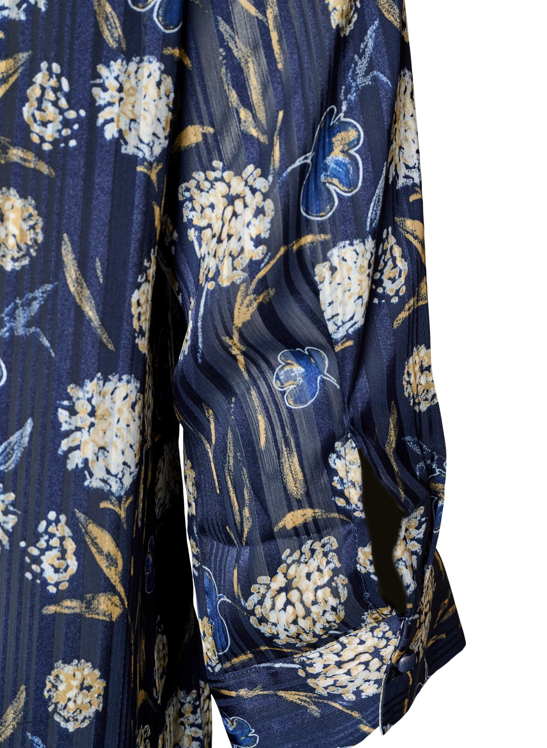 ZizziBlouse met patroon, opstaande kraag en 3/4-mouwen, Blauw, Packshot image number 3