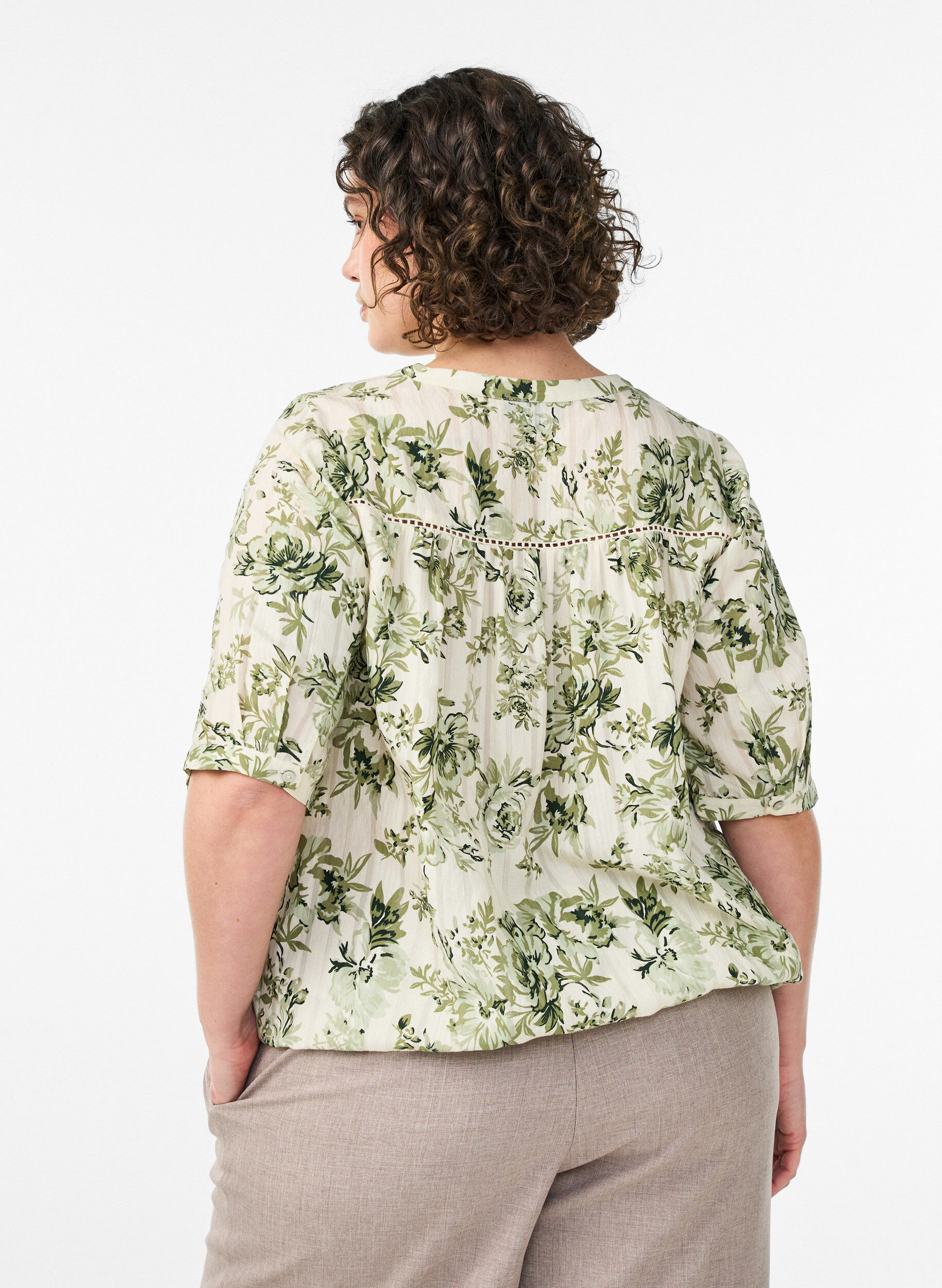 ZizziBlouse met print en 1/2 mouwen, Groen, Model image number 2