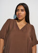 Blouse met ballonnenmouwen en V-hals, Bruin, Model image number 3