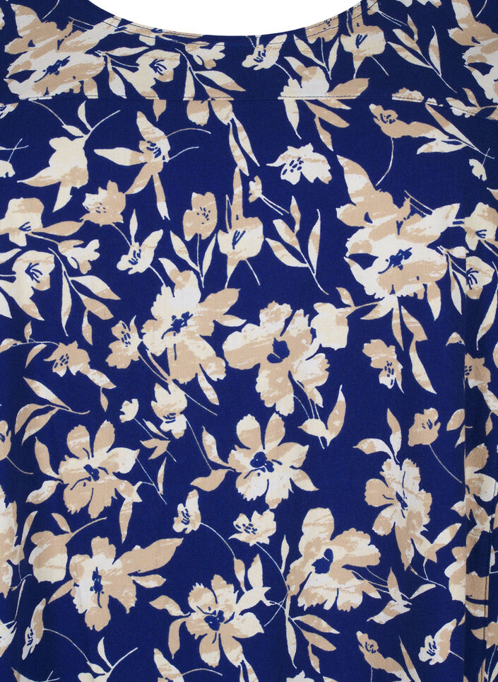 Katoenen jurk met korte mouwen en bloemenprint, Blauw, Packshot image number 2